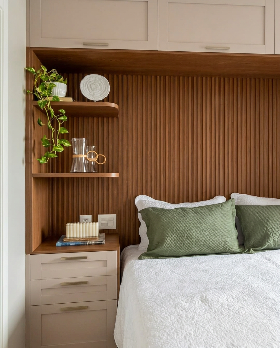 Closet planejado de alto padrão com iluminação suave